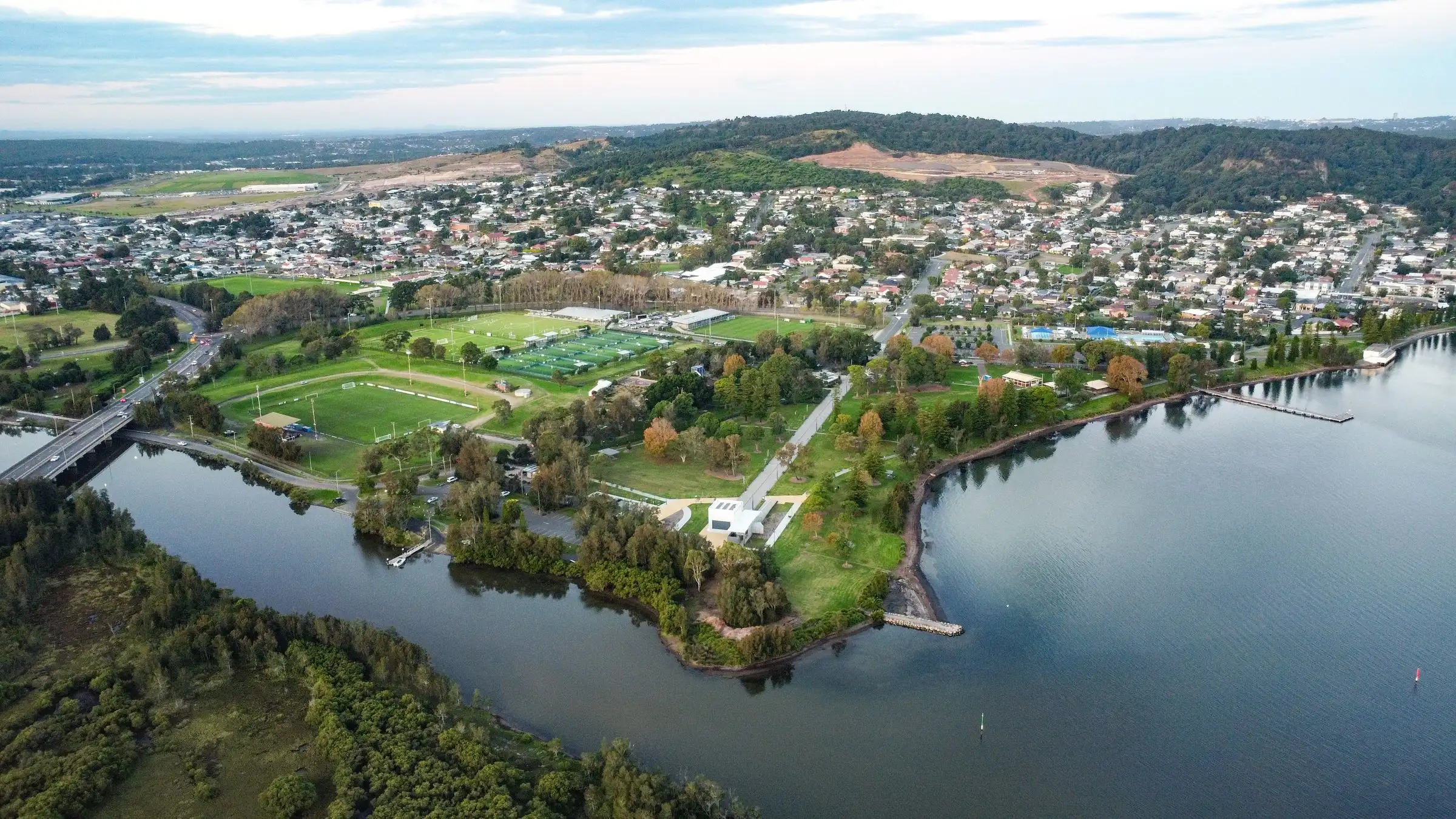 Aerial view of Speers Point on the northern shore of Lake Macquarie